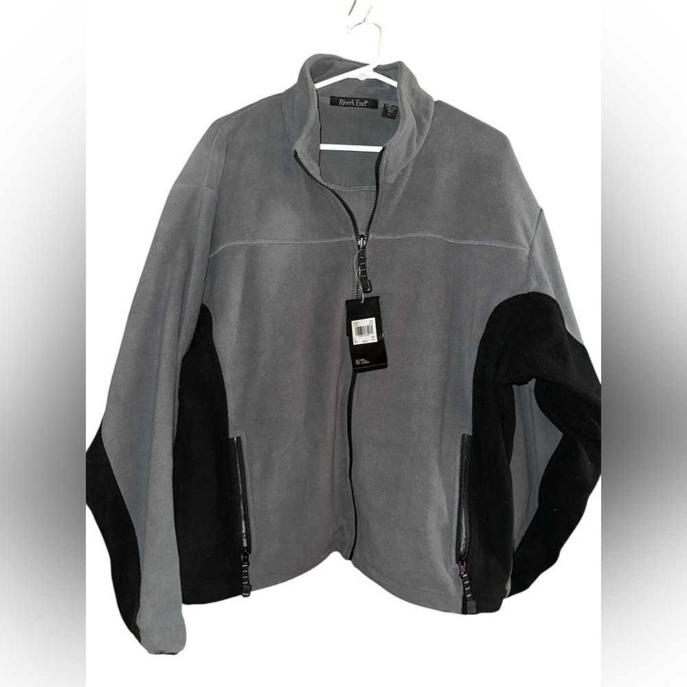 NWT Rivers End Woman black zip up micro fleece jacket )- Large. MSRP $75